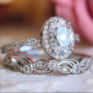 Diamond Oval Cut Halo Engagement Bridal Set